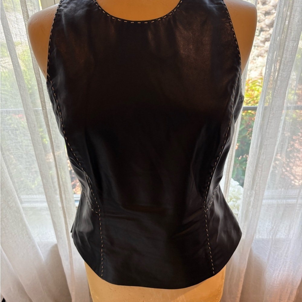 Worth Black Leather Top